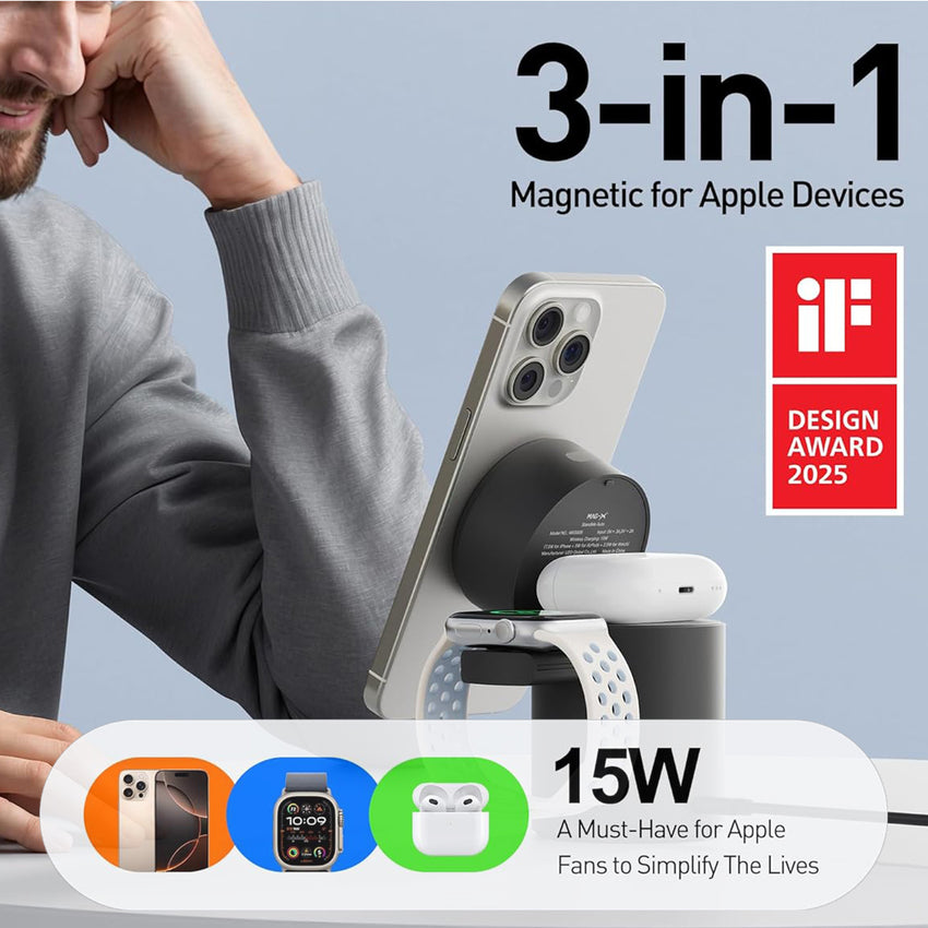 iWALK StandMe Auto 15W Wireless with Auto Rotation, Charging Station - Black