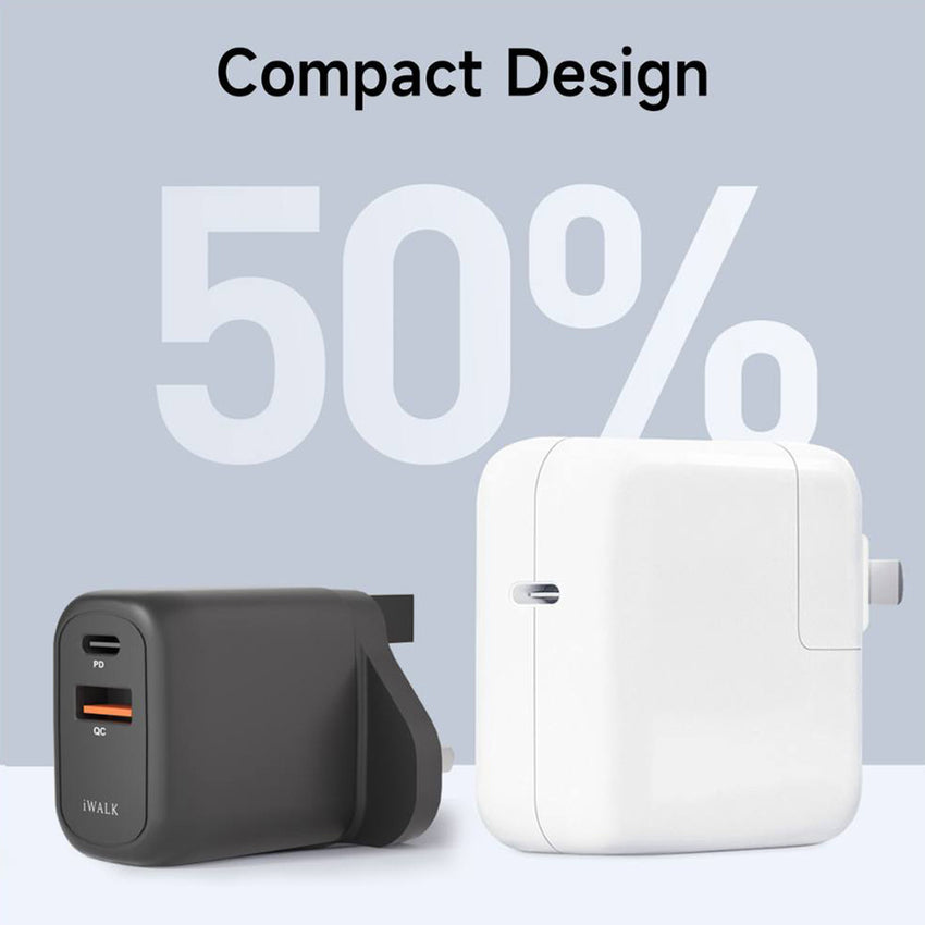 iWALK Leopard GAN 30W- 1AC, 35W Fast Charger - Black