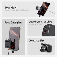 iWALK Leopard GAN 30W- 1AC, 35W Fast Charger - Black