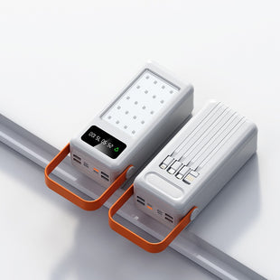 LEEDOR YM Camping Lantern with 4 Charging Cables | 120,000mAh Massive Power Bank White