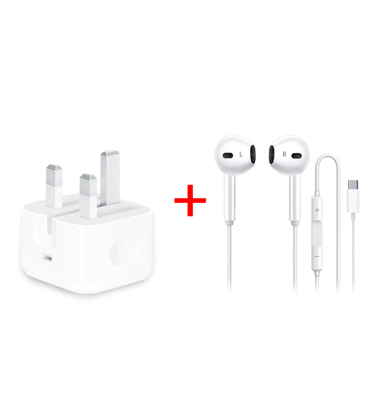 Apple 20W USB-C Power Adapter + Apple EarPods with USB-C Connector Bundle