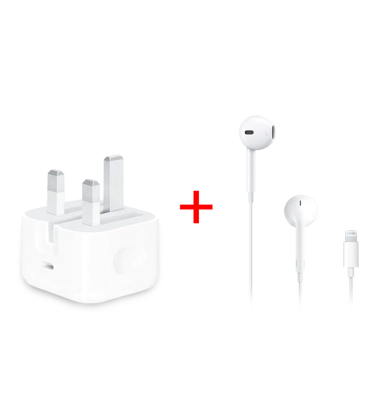 Apple Essentials Audio & Power Bundle: 20W USB-C Power Adapter + EarPods with Lightning Connector