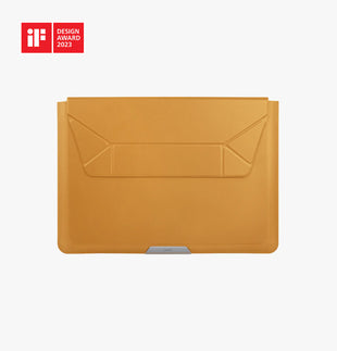 UNIQ OSLO LAPTOP SLEEVE WITH FOLDABLE STAND (UP TO 14”)  - DEEP MUSTARD (MUSTARD)
