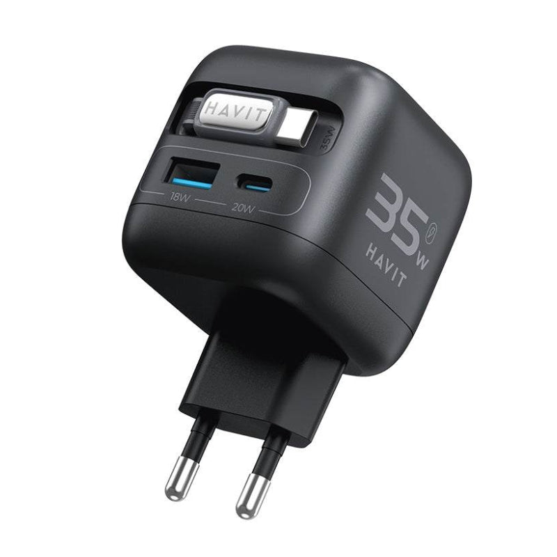 Havit UC250 A-UK Wall cgarger 35W +USB-C Cable BLK\GRY