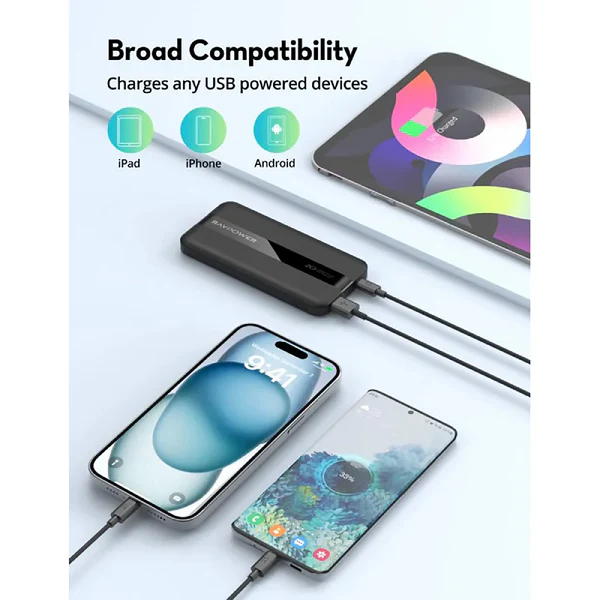 RAVPower RP-PB236 RAVPower RP-PB1236 PD Pioneer 20W 3-Port 10000mAh Power Bank Black global global Black