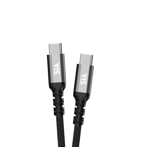 SIA BEAIDED C-C 100W CABLE WITH 10GBPS DATA TRANSMISSION SUPPORT VIDEO AND AUDIO, EMARK IC - 1.0M BLACK WITH GRAY SHELL