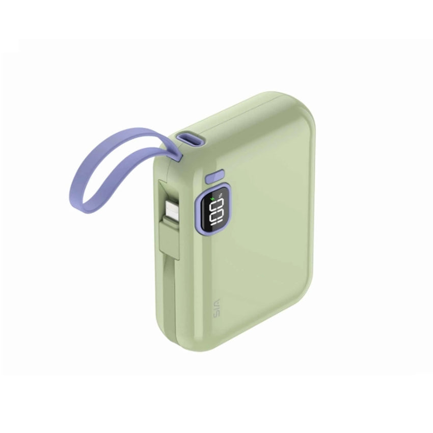 SIA PB302 10000mAh power bank with cable 38.5WH green