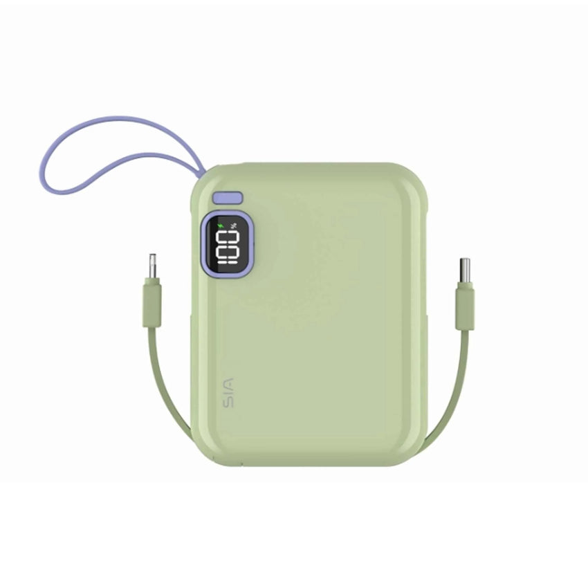 SIA PB302 10000mAh power bank with cable 38.5WH green