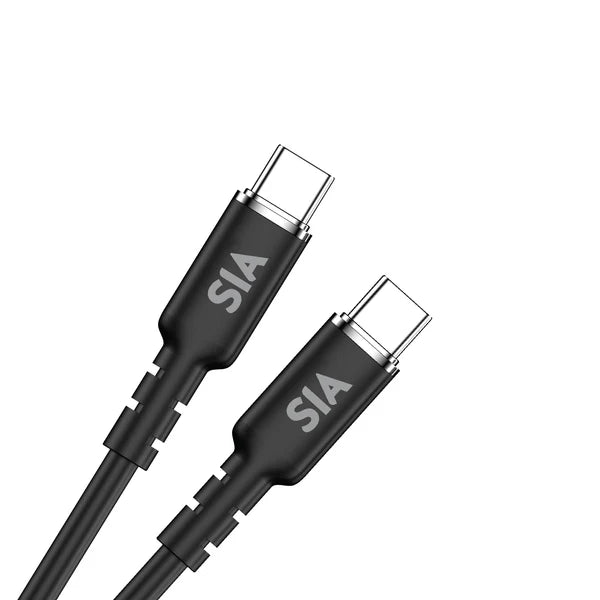 SIA SILICONE TYPE-C TO TYPE-C CABLE 60W 1.2M BLACK