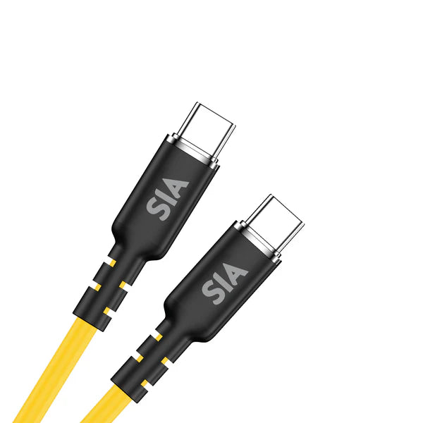 SIA SILICONE TYPE-C TO TYPE-C CABLE 60W 1.2M YELLOW-BLACK