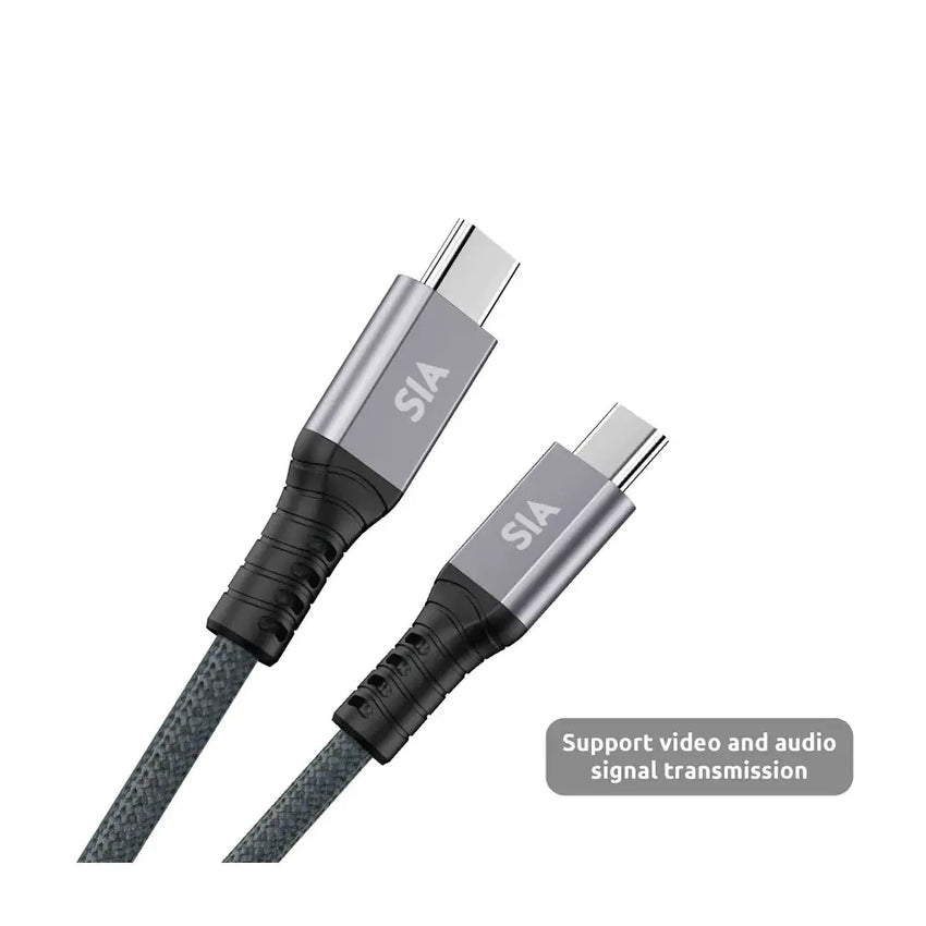 SIA BEAIDED C-C 240W CABLE WITH 40GBPS DATA TRANSMISSION SUPPORT VIDEO AND AUDIO, EMARK IC - 1.0M  GRAY