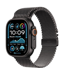 Apple Watch Ultra 2 [GPS + Cellular 49 mm] Smartwatch, Sports Watch with Black Titanium Case with Black Titanium Milanese Loop - L. Fitness Tracker, Precision GPS, Action Button, Carbon Neutral