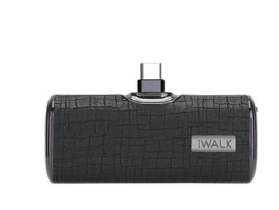 iWalk 4500mAh Portable Charger Built-in Type-C Leather-Black