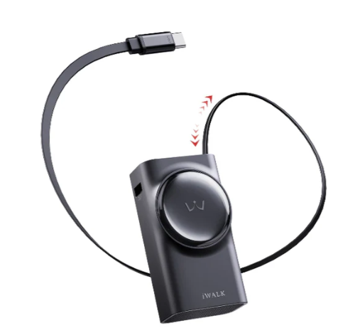 iWALK LinkPod Reel 10000 | 10000mAh PD 30W Fast Charging Retractable Cable - BK