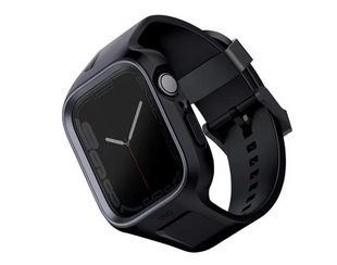 UNIQ MONOS 2-IN-1 APPLE WATCH STRAP WITH HYBRID CASE 45/44MM - MIDNIGHT BLACK (BLACK) EOL
