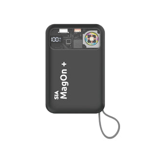 SIA Magnetic power bank - Built in RGB cooling fan 
 for IPHONE AND I-WATCH WITH TYPE C AND LIGHTINING BUILT-IN CABLES - PD 20W-Wireless Charging 15W  10000Mah - GRAY