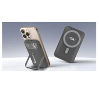 SIA Magnetic power bank With Built in RGB cooling fan AND Aluminum alloy stand for IPHONE AND I-WATCH PD 20W-Wireless Charging 15W  10000Mah - GRAY