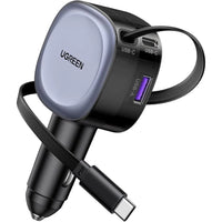 UGREEN 75W Fast Car Charger with Retractable Cable Type C (Space Grey) EC601