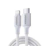 UGREEN USB-C to Lightning M/M Cable  20W Aluminum Shell Braided 1m (Silver)US304 US304