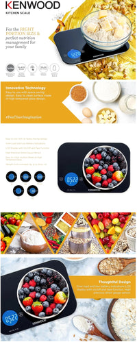 Kenwood Digital Kitchen Scale 8kg/22lbs Capacity - WEP50.000BK