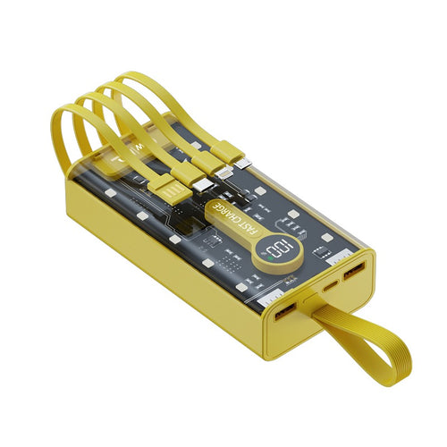 LEEDOR YM-743 Built-in Cable Power Bank - 20W / 10000mAh / Yellow