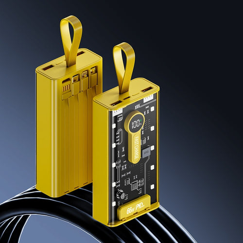 LEEDOR YM-743 Built-in Cable Power Bank - 20W / 10000mAh / Yellow