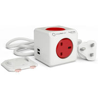 Allocacoc POWER CUBE EXTENDED USB UK 4X PLUG+2USB RED 1.5M 7400RD/UKEUPC