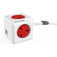 Allocacoc POWER CUBE EXTENDED USB UK 4X PLUG+2USB RED 1.5M 7400RD/UKEUPC