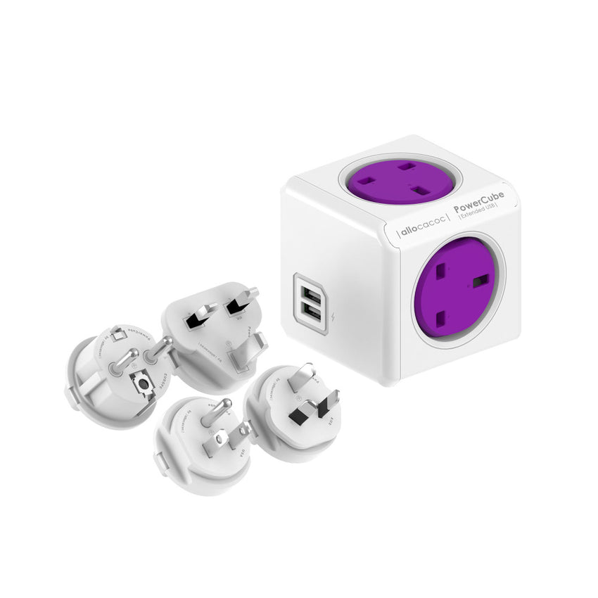 Allocacoc PowerCube ReWirable USB + 4x plug UK 1850/UKRU4P