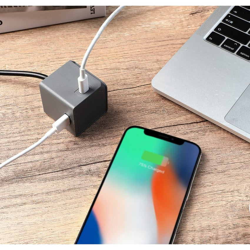 Allocacoc  USB Cube Extended PD GaN 65W UK  GREY DH1257GY/UKPD65