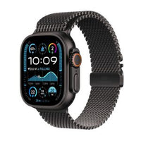 ساعة Apple Watch Ultra 2 GPS + Cellular مقاس 49 مم من التيتانيوم الأسود مع حلقة ميلانو من التيتانيوم الأسود - M 