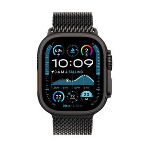 ساعة Apple Watch Ultra 2 GPS + Cellular مقاس 49 مم من التيتانيوم الأسود مع حلقة ميلانو من التيتانيوم الأسود - M 
