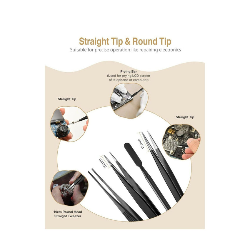ATMOKO 12 PCS ESD Tweezer Set