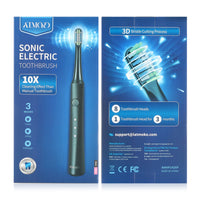 ATMOKO Sonic Duo Electric Toothbrush, Rechargeable with 40000VPM, Includes 8 Brush Heads-HP42A, Black&pink
