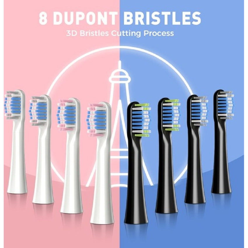 ATMOKO Sonic Duo Electric Toothbrush, Rechargeable with 40000VPM, Includes 8 Brush Heads-HP42A, Black&pink