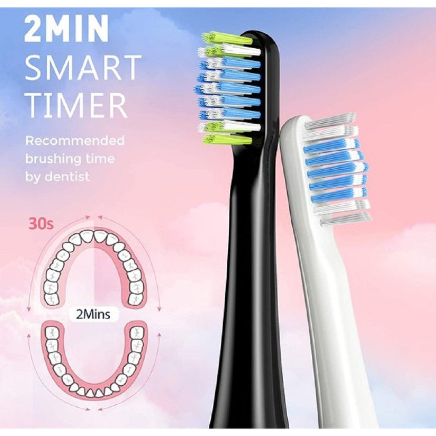 ATMOKO Sonic Duo Electric Toothbrush, Rechargeable with 40000VPM, Includes 8 Brush Heads-HP42A, Black&pink