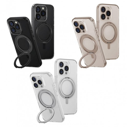 UNIQ HYBRID IPHONE 16 MAGCLICK CHARGING SWIVIX WITH 360 ROTATING KICKSTAND - LUCENT (CLEAR)