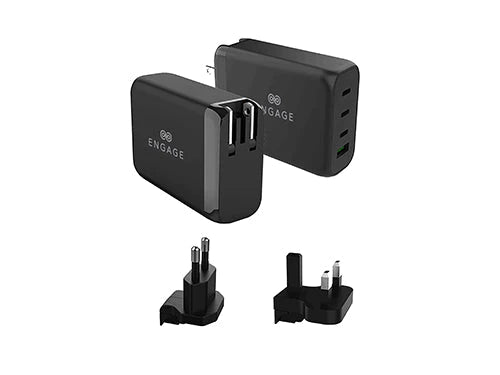 Engage 120W Gan 4 Port Gan travel Charger - Black