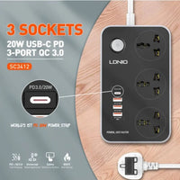 Ldnio 3 Extension Power Socket - 3 Way / USB / 2 Meters