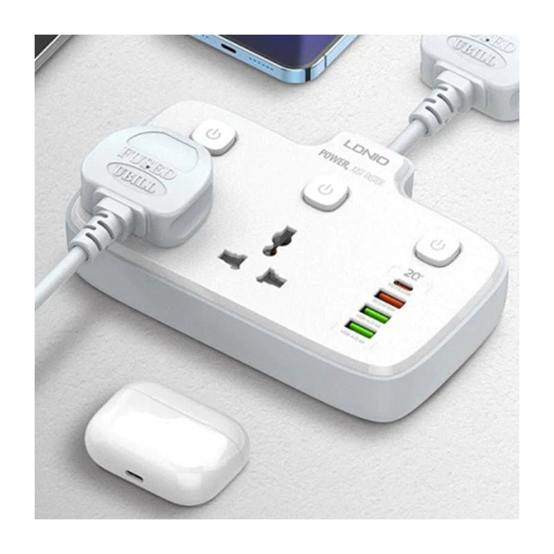 Ldnio Power Strip USB Socket - 2 Way / USB-A / USB-C / White