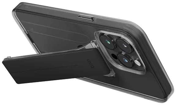 UNIQ HYBRID IPHONE 15 PRO MAX HELDRO MOUNT WITH STAND - VAPOUR (SMOKE)