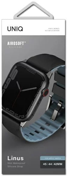 UNIQ LINUS AIROSOFT SILICONE APPLE WATCH STRAP 45/44/42MM - MIDNIGHT BLACK (BLACK) EOL