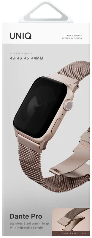 UNIQ DANTE PRO APPLE WATCH SELF-ADJUSTABLE MESH STEEL BAND 49/46/45/44MM - METALLIC ROSE (METALLIC ROSE)