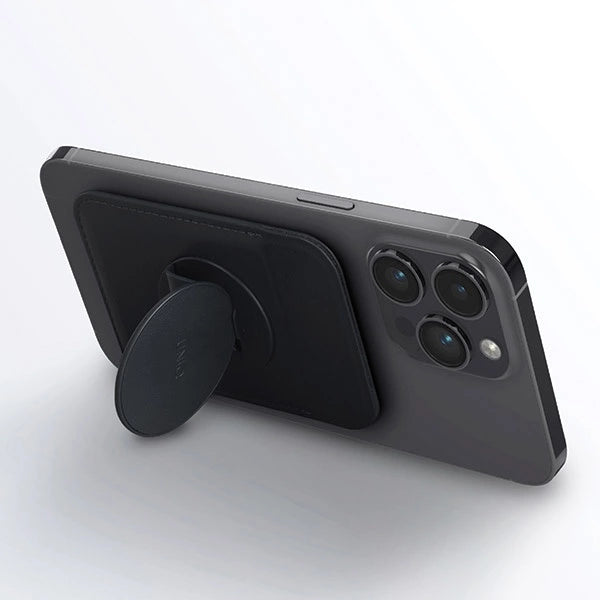 UNIQ FLIXA MAGNETIC CARD HOLDER AND POP-OUT GRIP-STAND - JET BLACK (JET BLACK) EOL