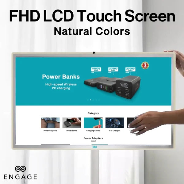 Engage EN-32-SCREEN-BIC 32" Android 11 All-in-One Touch Screen PC - 8GB/128GB, Rotating Display, Built-In Camera, 4G LTE, White