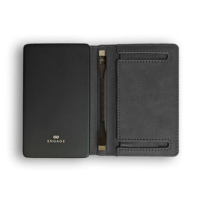 ENGAGE 5000mAh Magnetic Wireless Power Bank & RFID Blocking Wallet for iPhone (MagSafe Compatible) - Black