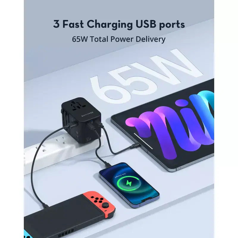 Ravpower RP-PC1034 PD PIONEER 65W 3-Port Travel Charger black