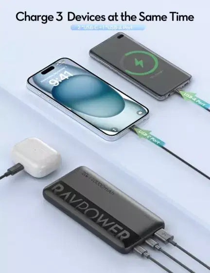 RAVPower RP-PB1228 PD 20W Pioneer 10000mAh 3-Port Power Bank black