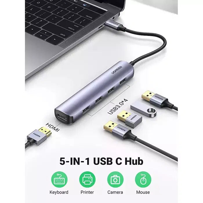 UGREEN USB-C to 4*USB 3.0+HDMI Adapter Grey CM417 – Gegastore Kw