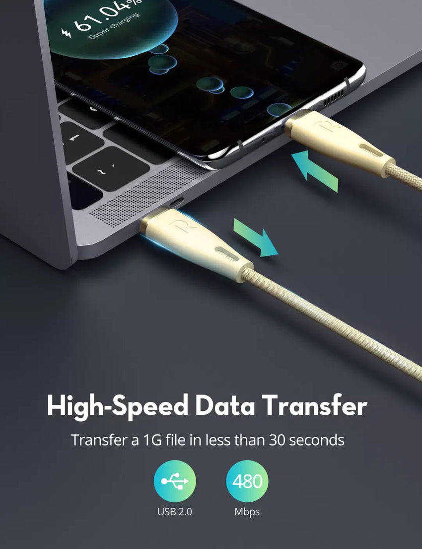 RAVPower RP-CB1037 60W C-C 1.2M USB2.0 3A Cable yellow